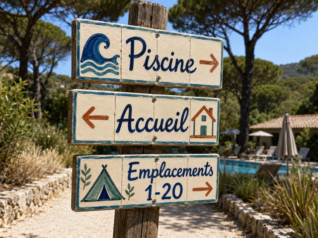 Plaques et panneaux de camping en céramique émaillée à la main