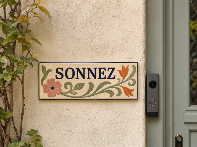 Plaque de sonnette en céramique émaillée à la main