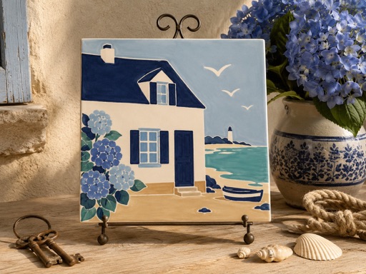 Portrait de maison en céramique émaillée à la main