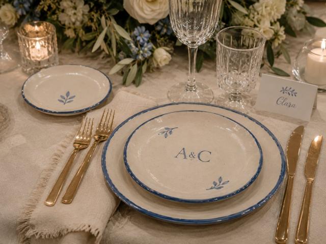 Service de table événementiel en céramique émaillée à la main