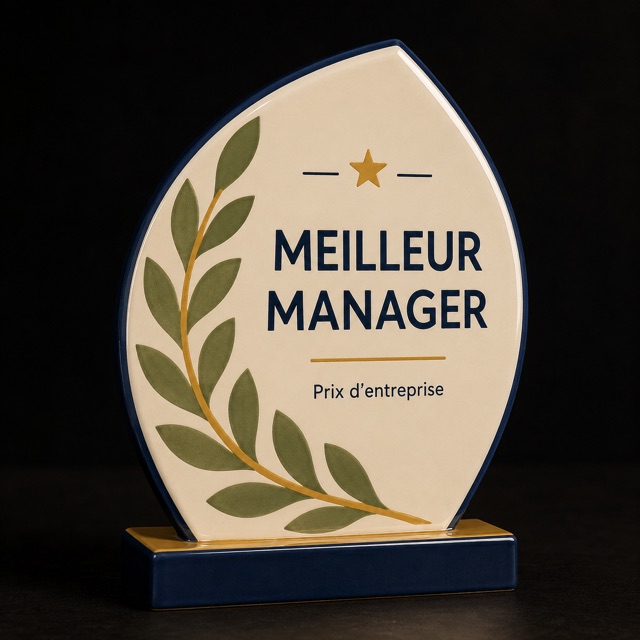 Trophée award d’entreprise personnalisé en céramique émaillée à la main
