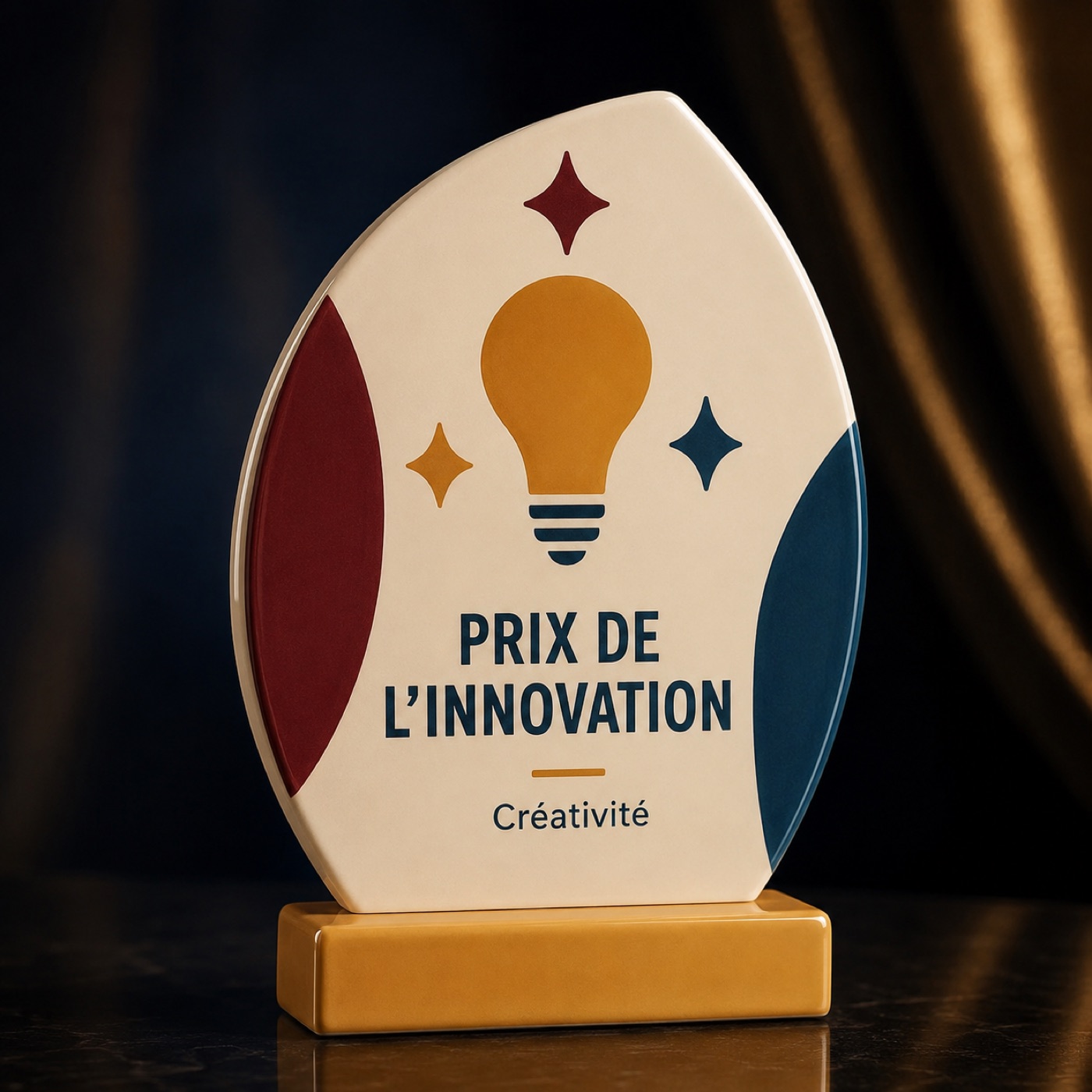 Trophée award d’entreprise personnalisé en céramique émaillée à la main, vue 2 sur 5