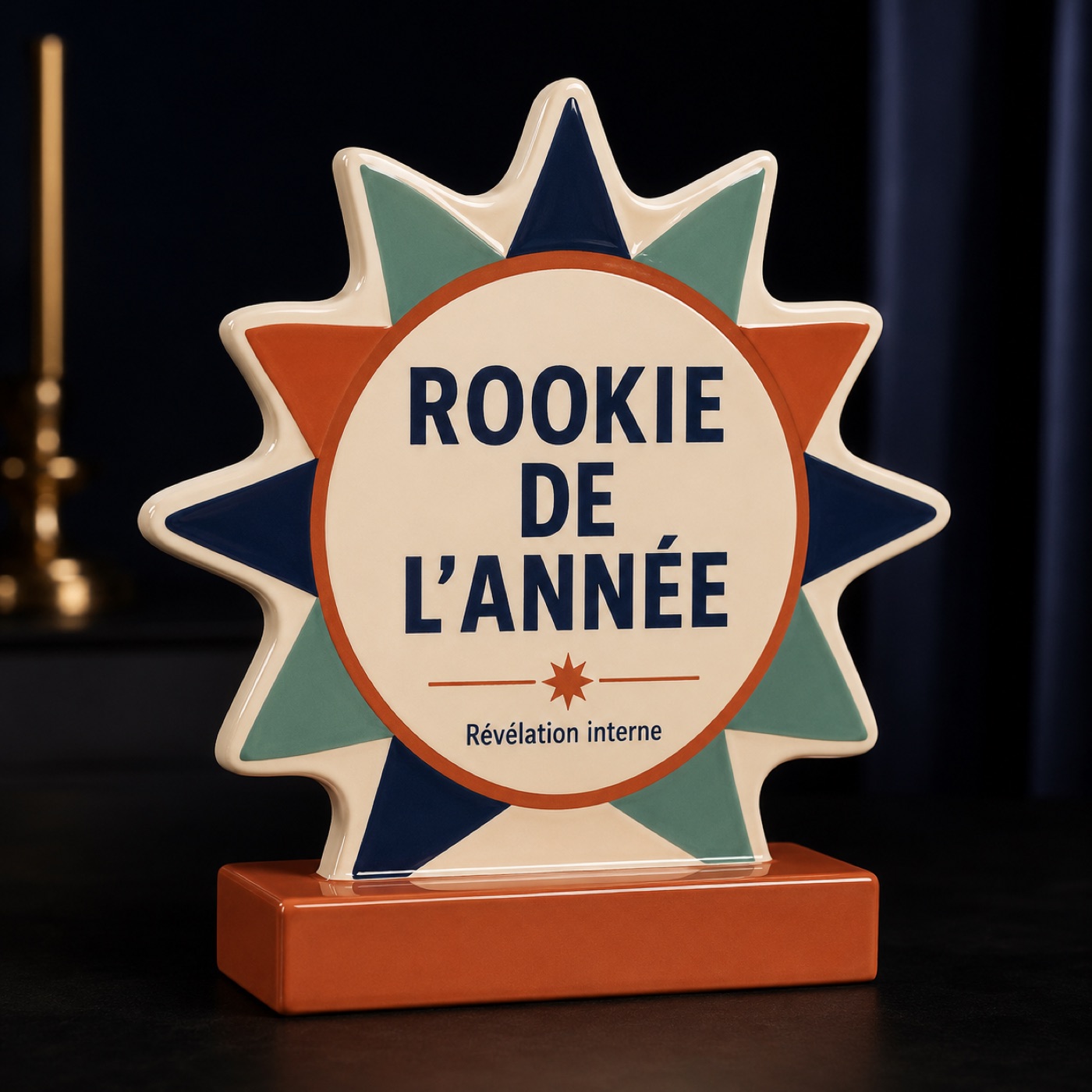 Trophée award d’entreprise personnalisé en céramique émaillée à la main, vue 4 sur 5